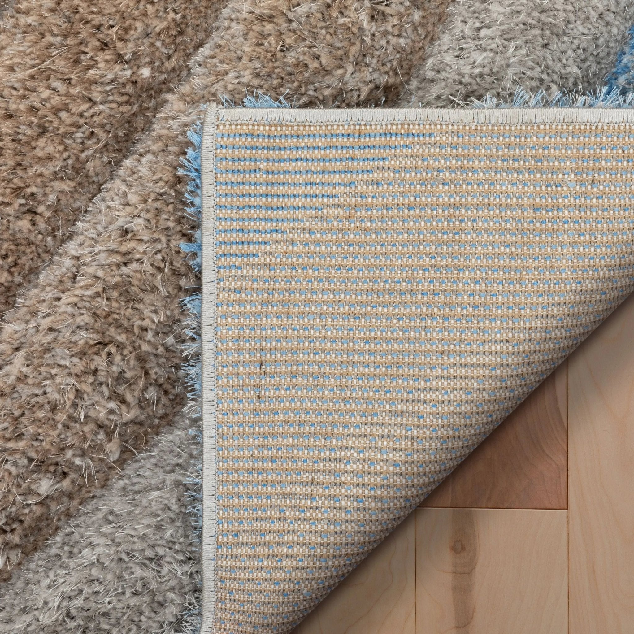 Ucci  Modern Modern Geometric Shag Beige  3D Textured Thick & Soft Shag Rug Well Woven
