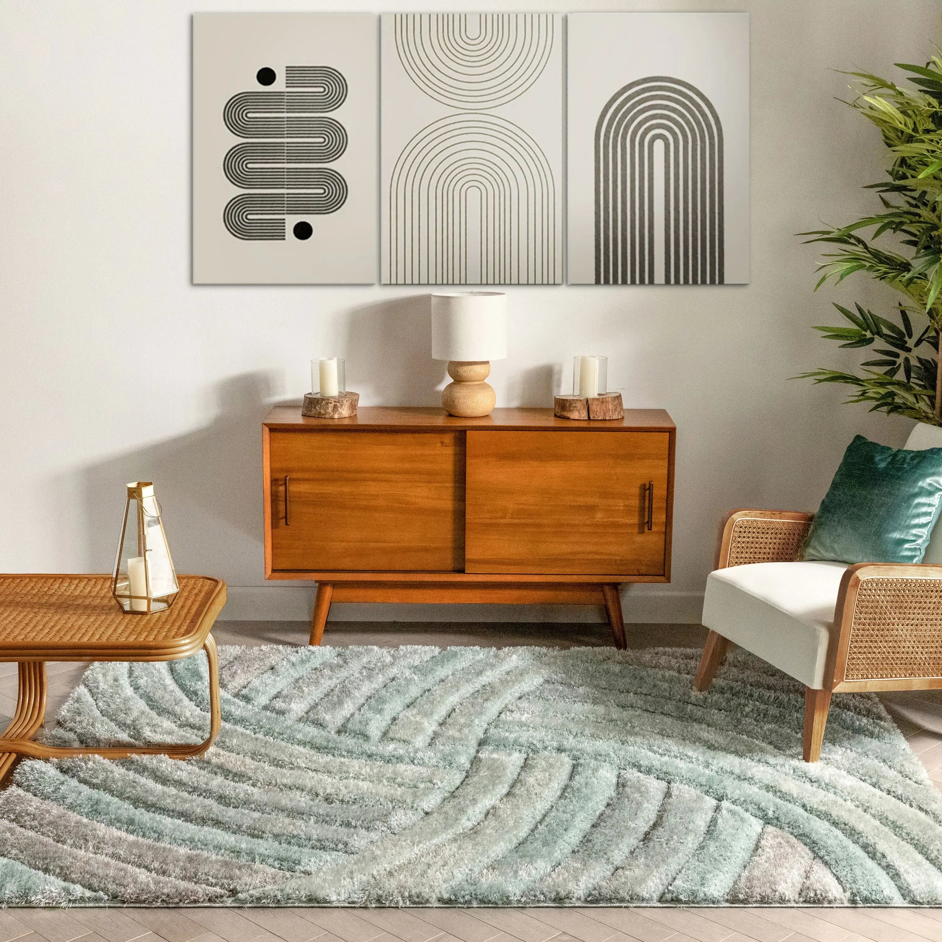 Ucci Blue Modern 3D Textured Shag Rug By Chill Rugs Well Woven