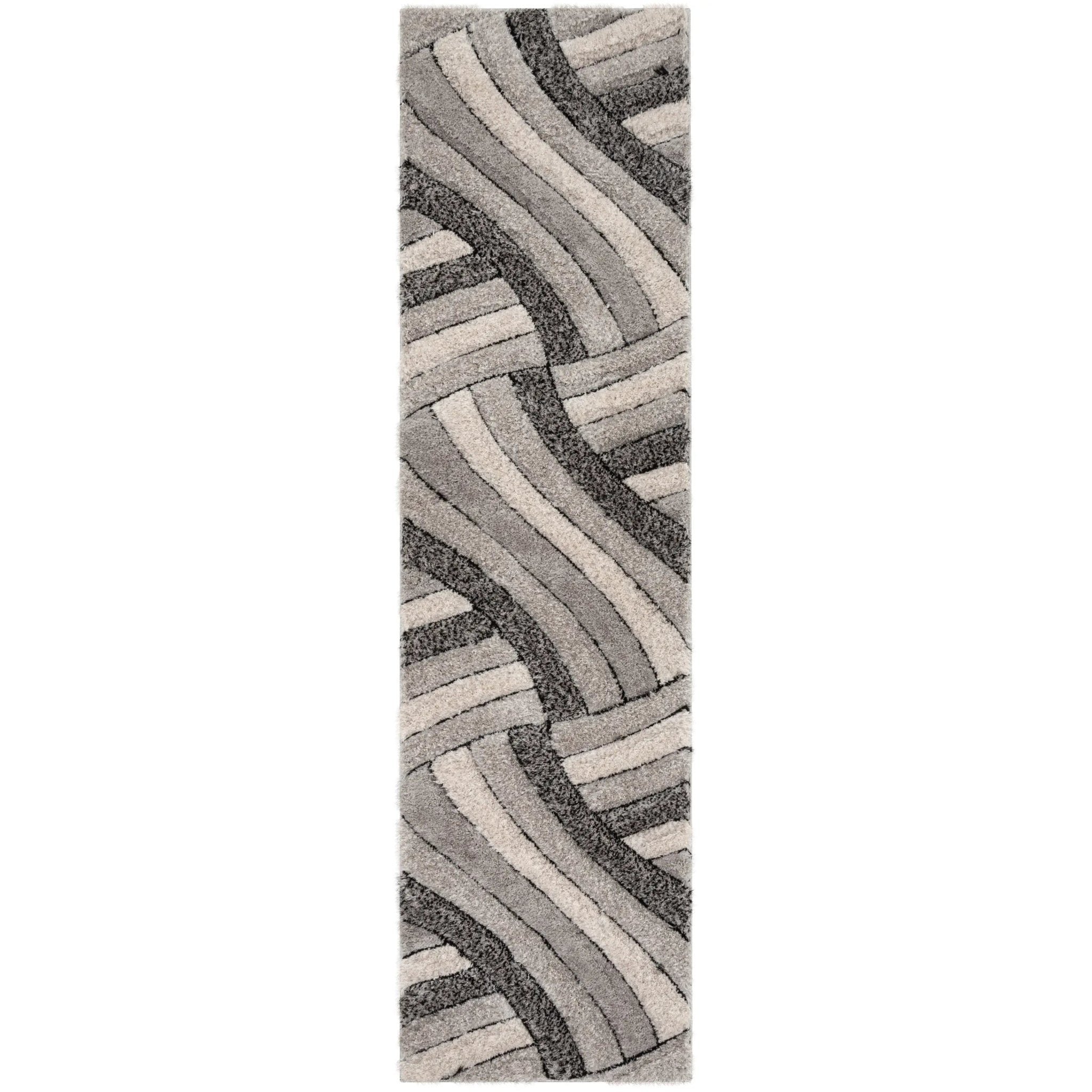 Ucci Grey Modern 3D Textured Shag Rug Well Woven
