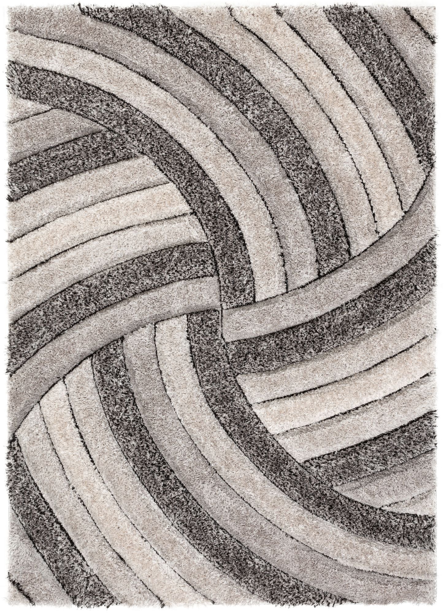 Ucci Grey Modern 3D Textured Shag Rug