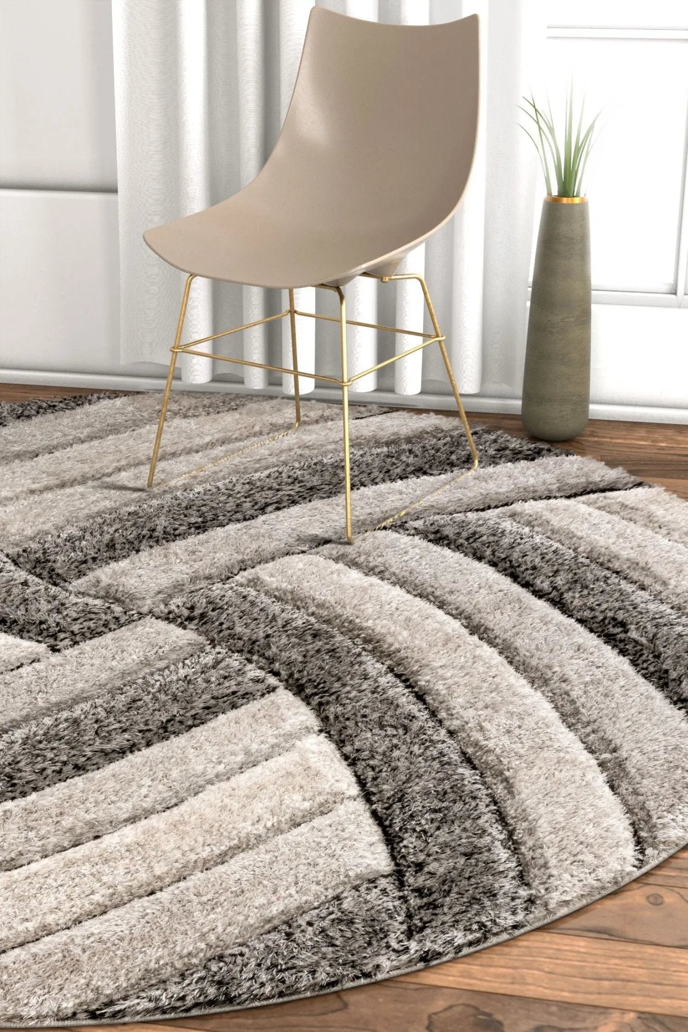 Ucci Grey Modern 3D Textured Shag Rug Well Woven