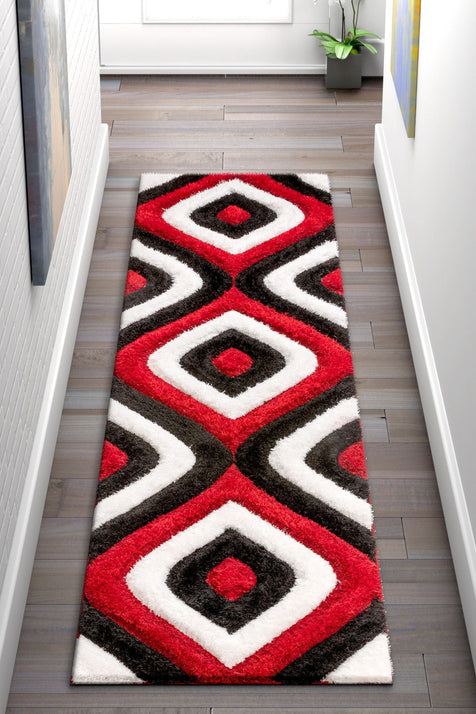Malibu Red Modern 3D Textured Shag Rug