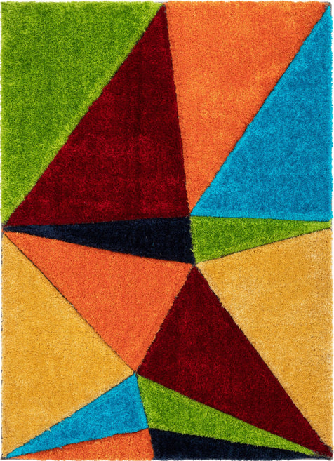 Rialto Modern Geometric Shag Multi 3D Textured Thick & Soft Shag Rug