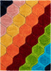 Rainbow Modern Geometric Shag Multi 3D Textured Thick & Soft Shag Rug