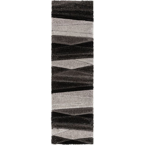 Apallo Modern Geometric Black 3D Textured Thick & Soft Shag Rug