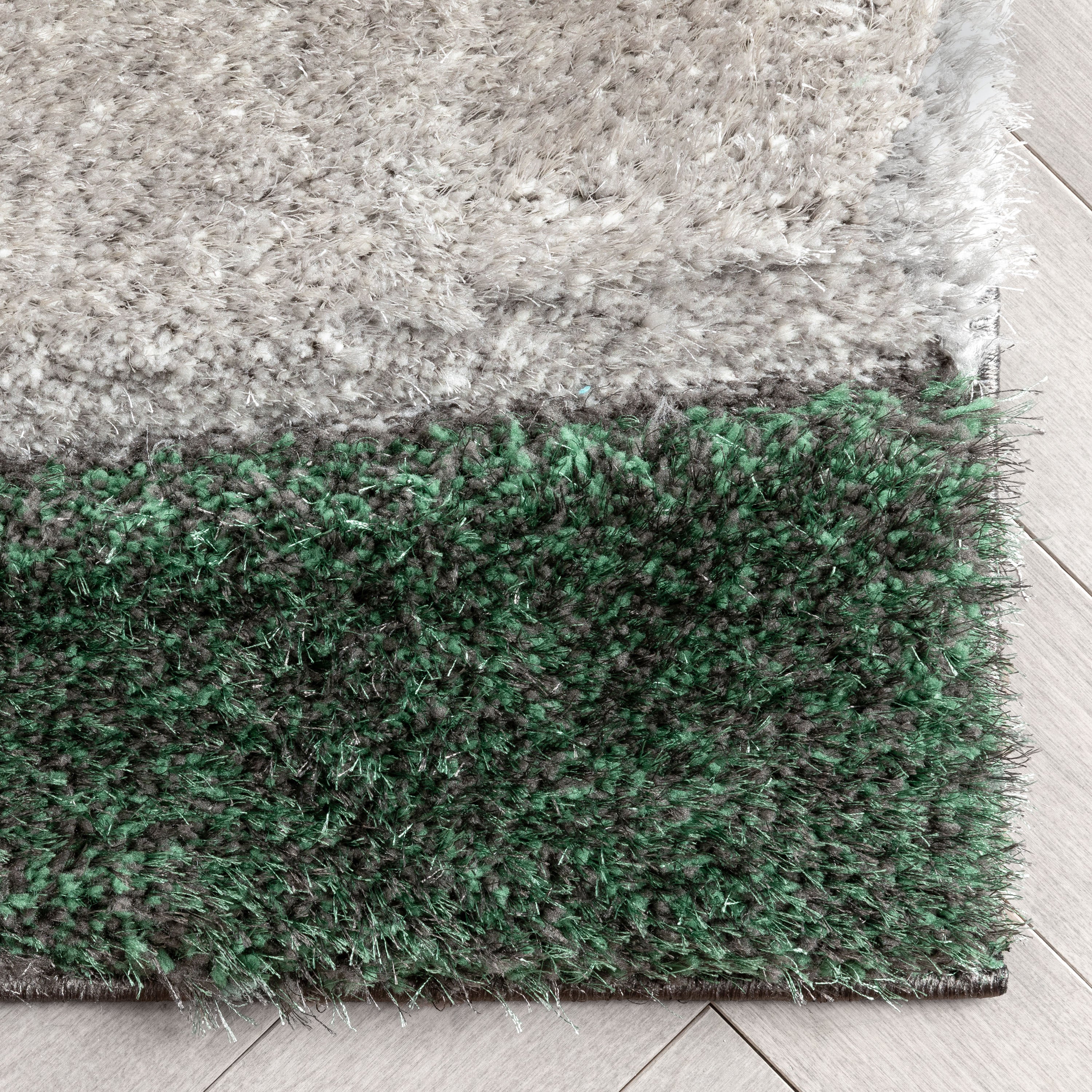 Apallo Modern Geometric Green 3D Textured Thick & Soft Shag Rug