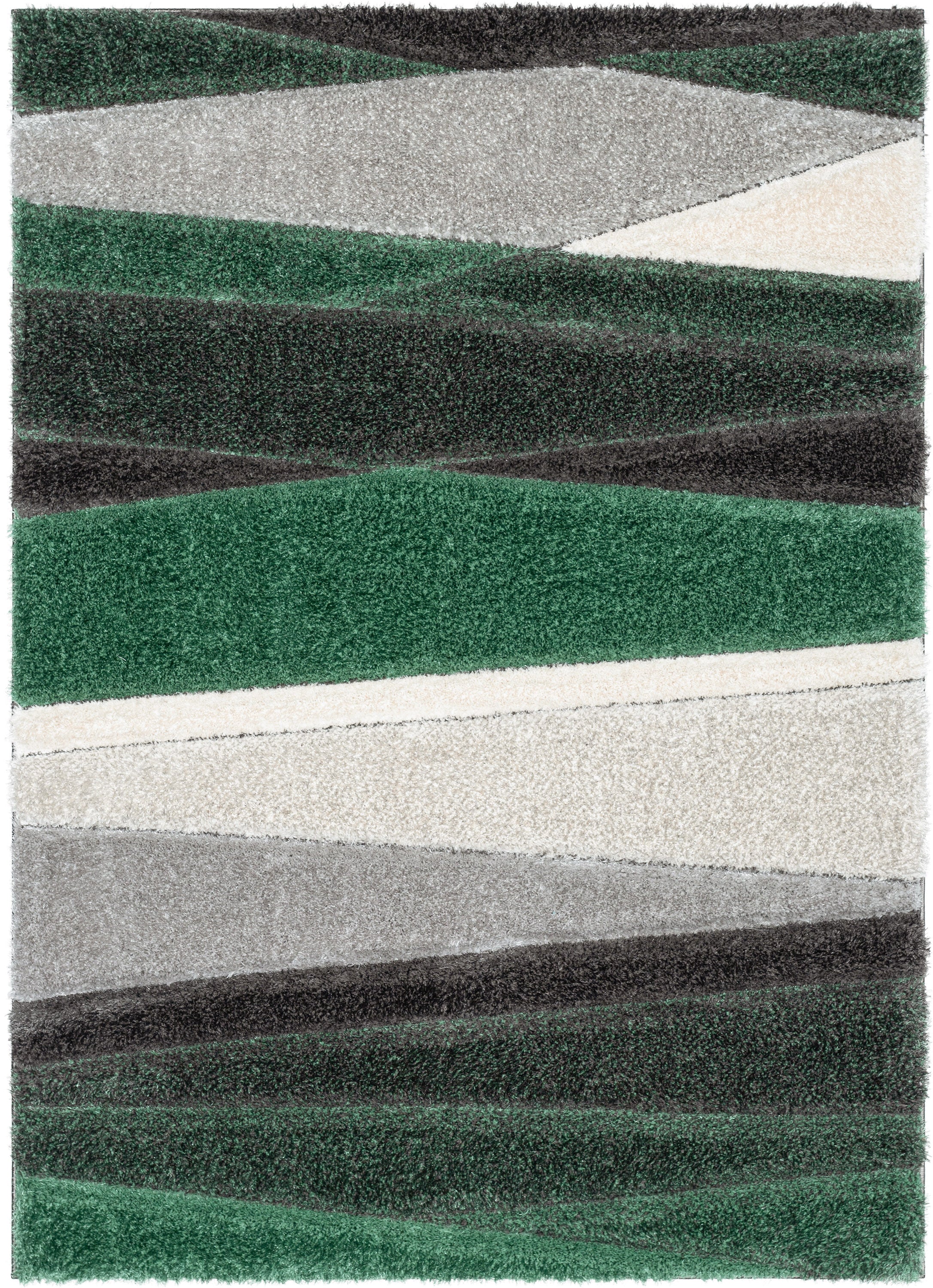 Apallo Modern Geometric Green 3D Textured Thick & Soft Shag Rug