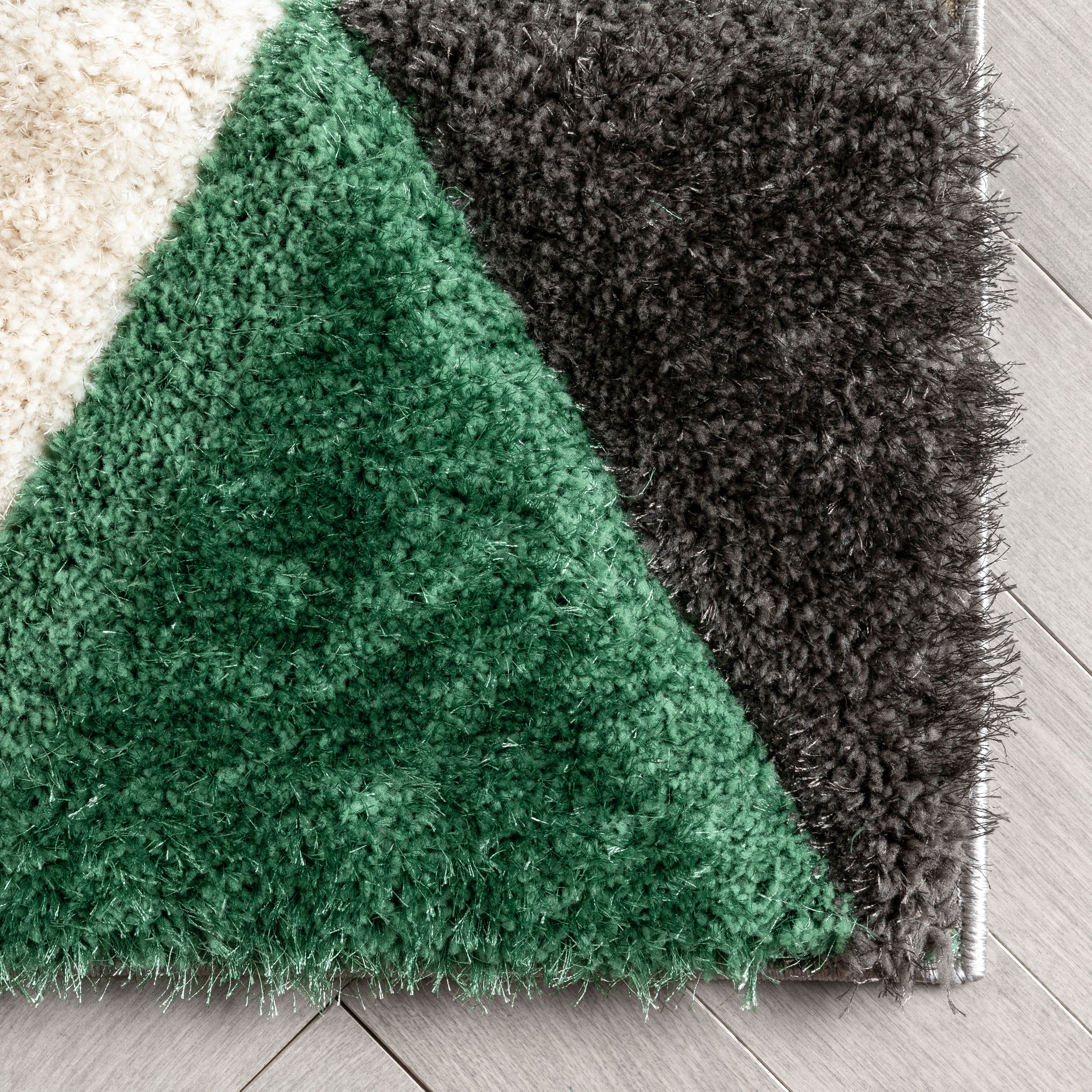 Holland Modern Geometric Green 3D Textured Thick & Soft Shag Rug