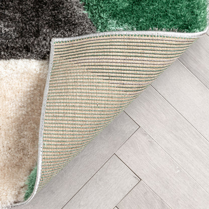 Holland Modern Geometric Green 3D Textured Thick & Soft Shag Rug