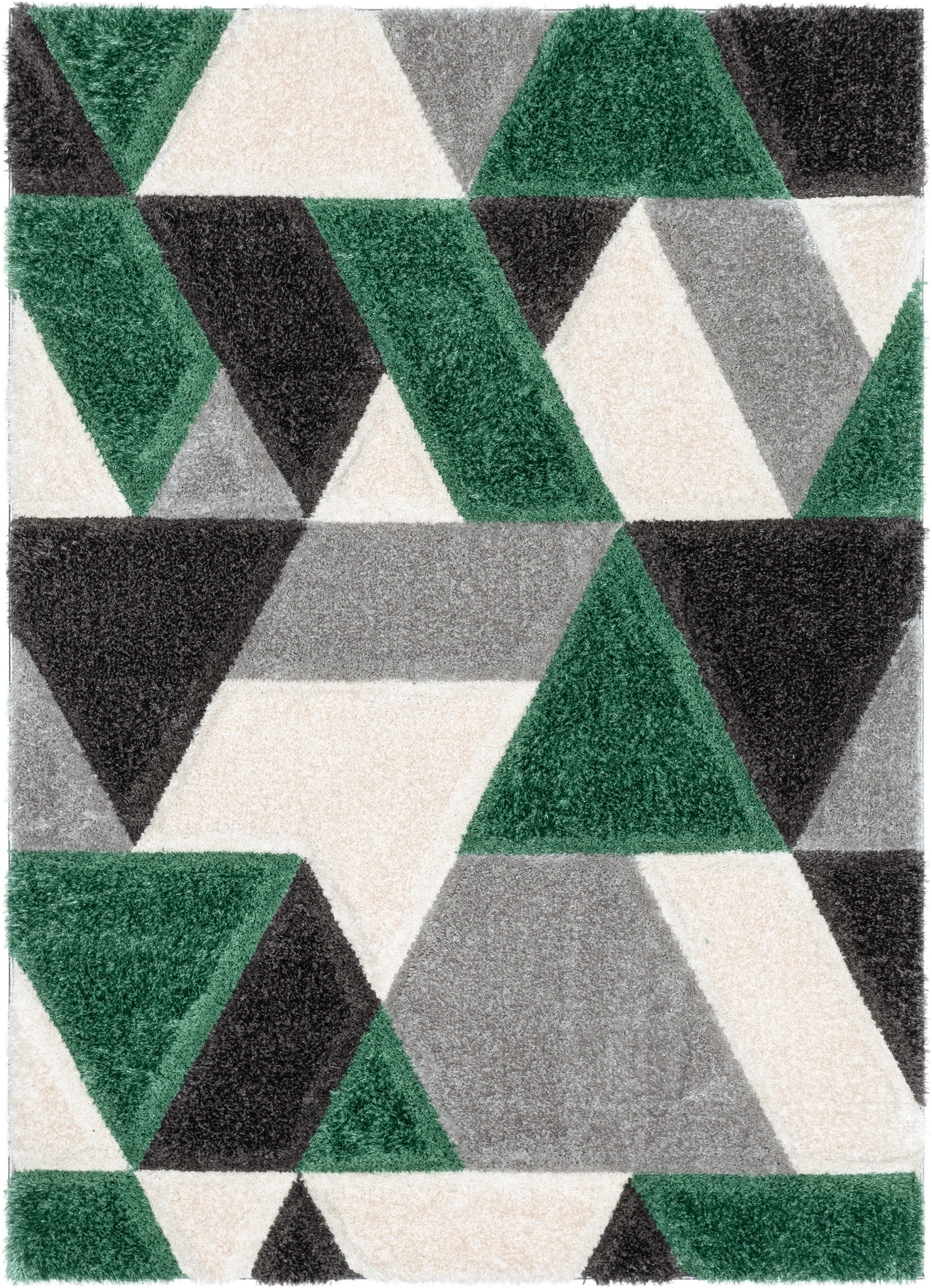 Holland Modern Geometric Green 3D Textured Thick & Soft Shag Rug