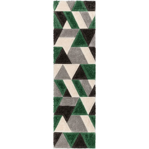 Holland Modern Geometric Green 3D Textured Thick & Soft Shag Rug