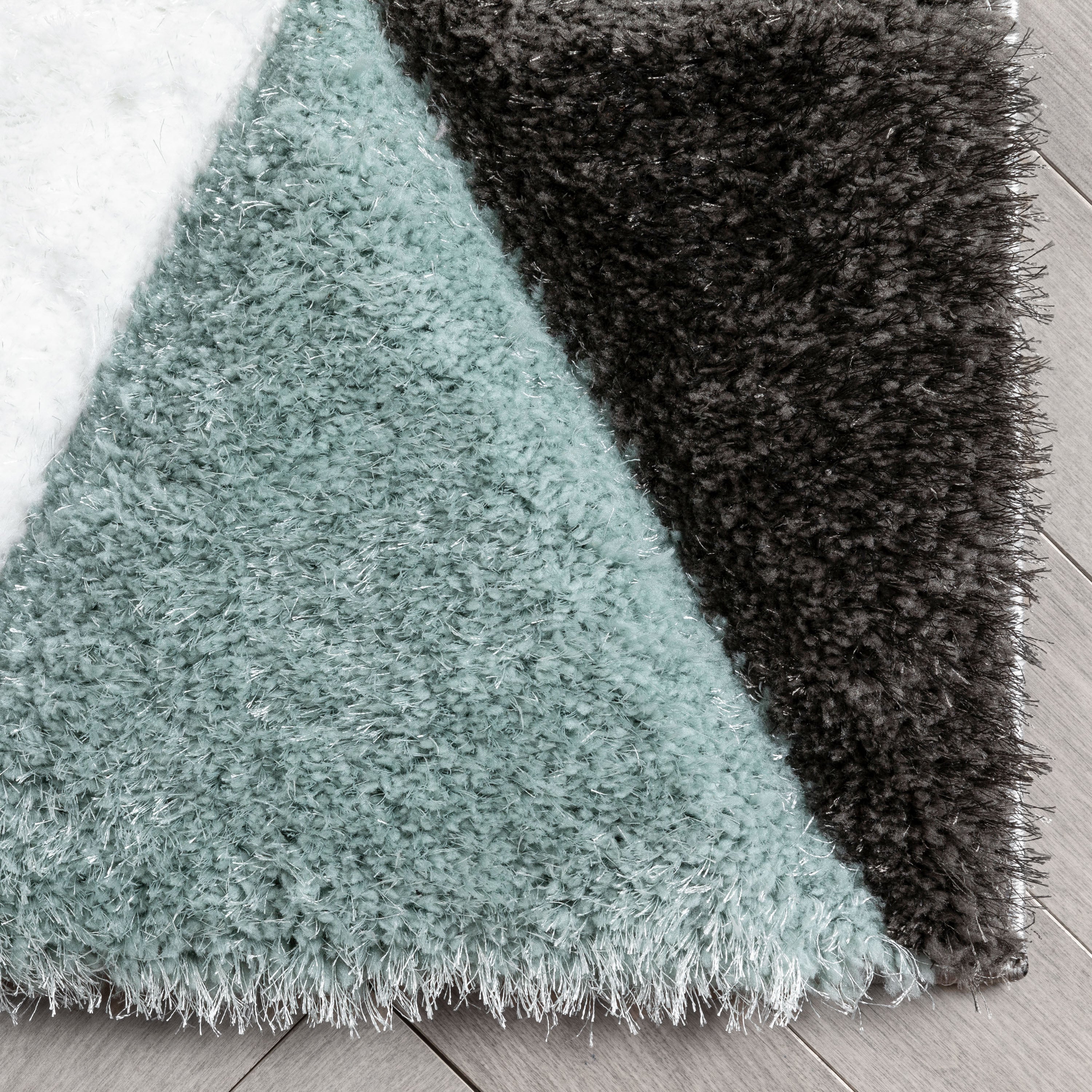 Holland Modern Geometric Light Blue 3D Textured Thick & Soft Shag Rug