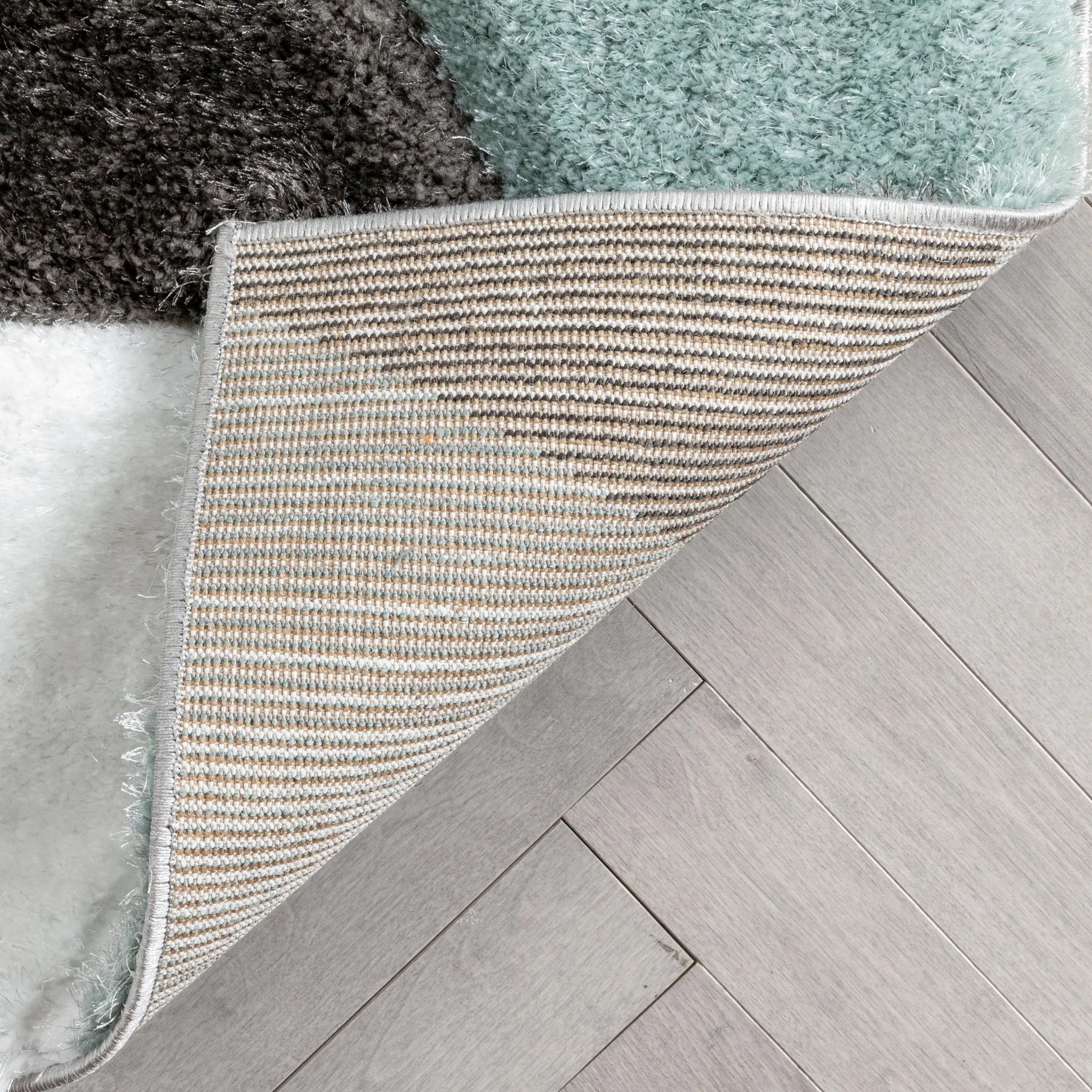Holland Modern Geometric Light Blue 3D Textured Thick & Soft Shag Rug Well Woven