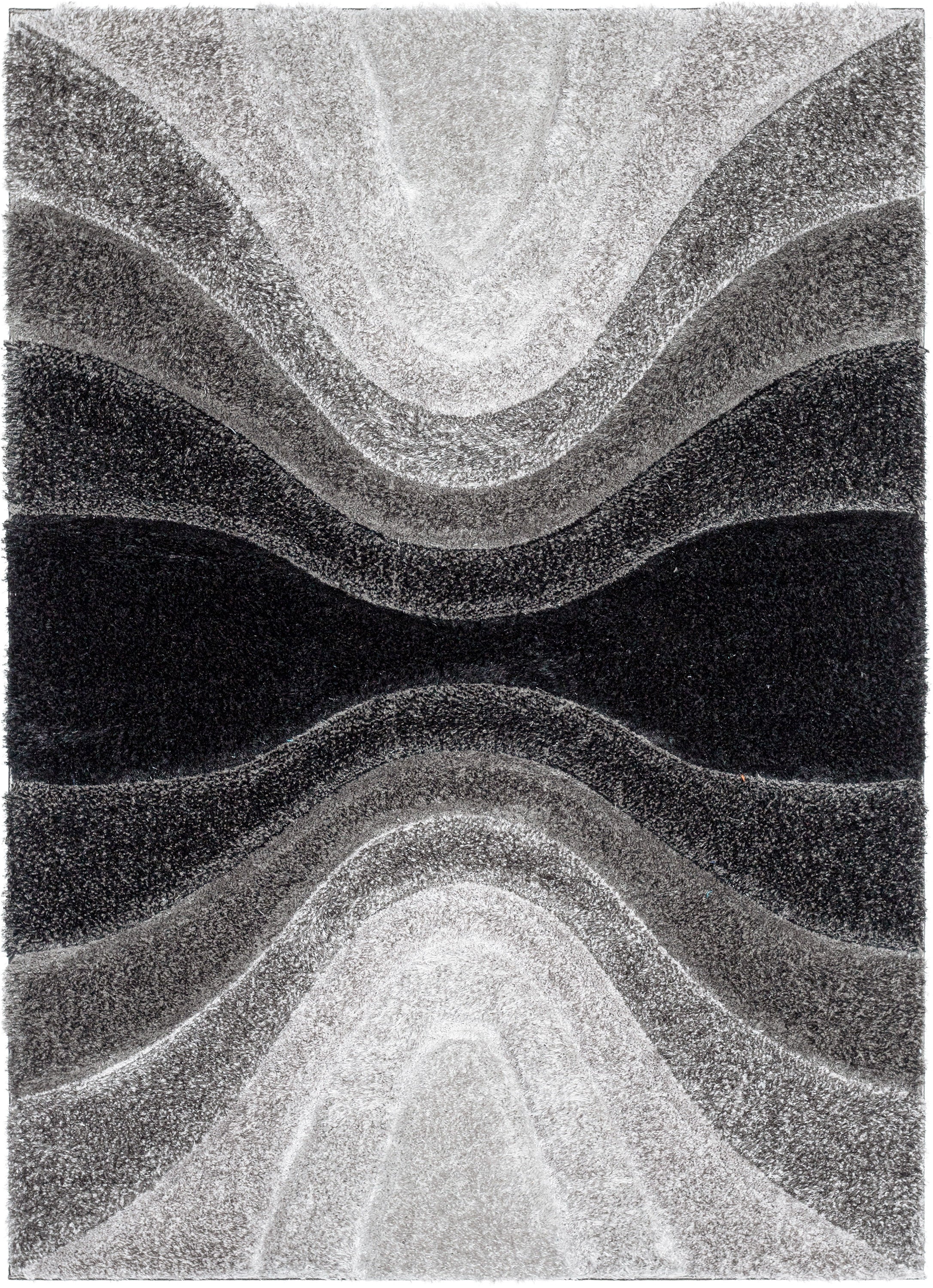 Luz Modern Geometric Black 3D Textured Thick & Soft Shag Rug