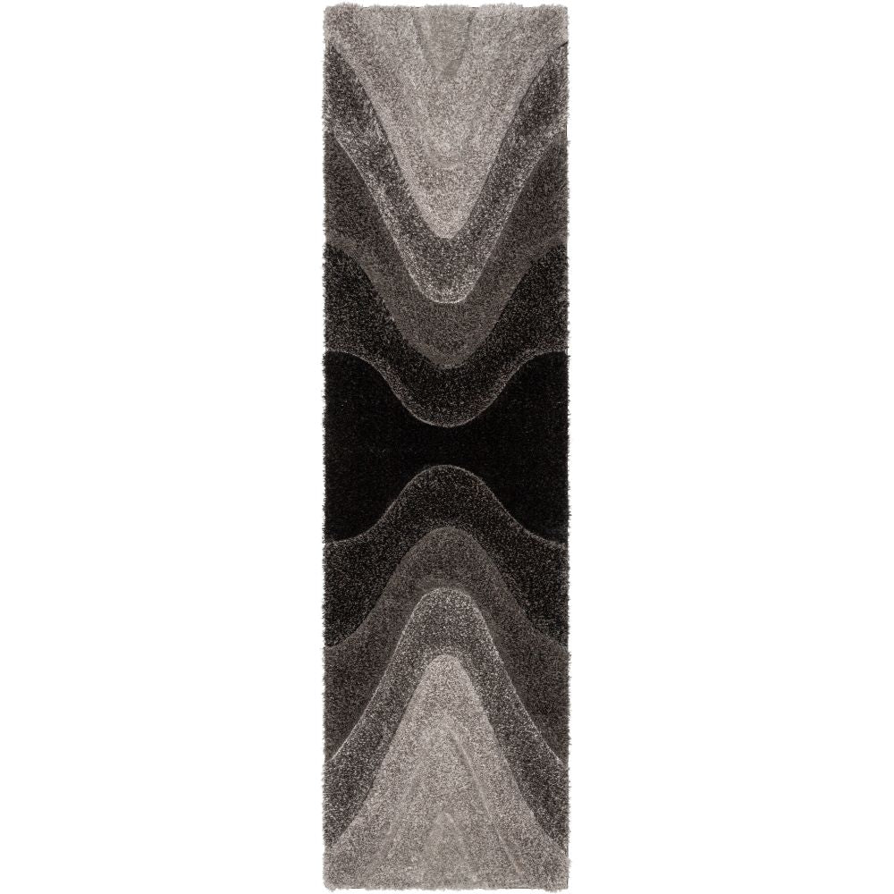 Luz Modern Geometric Black 3D Textured Thick & Soft Shag Rug