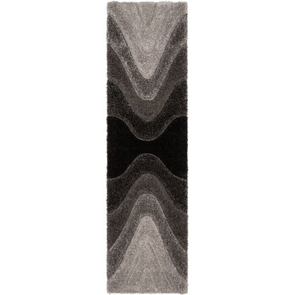 Luz Modern Geometric Black 3D Textured Thick & Soft Shag Rug