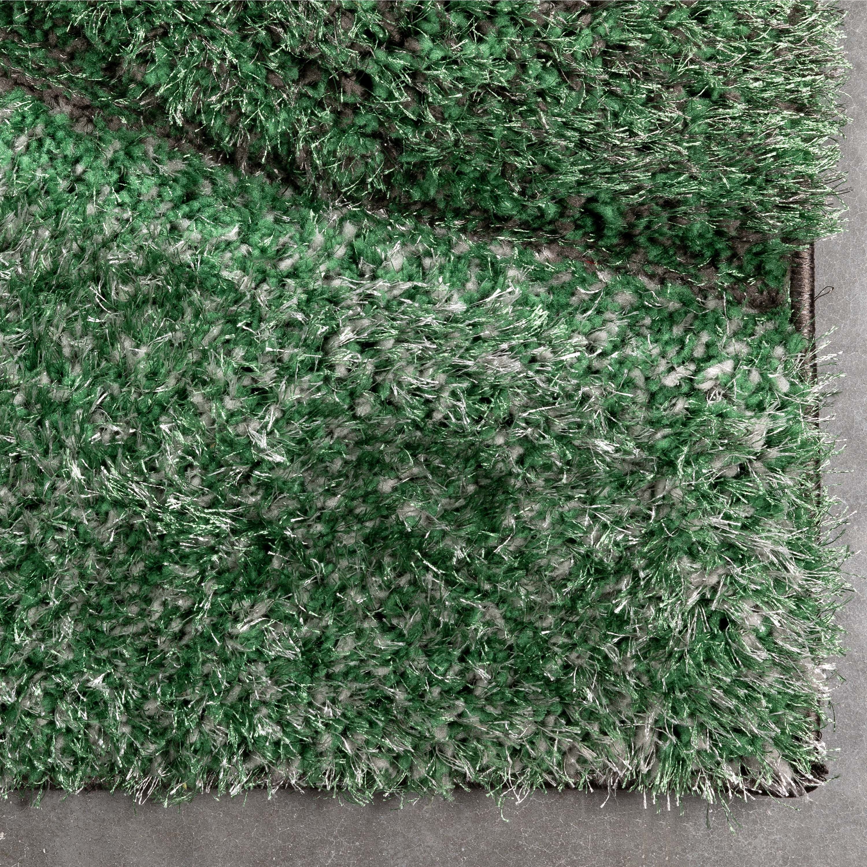 Luz Modern Geometric Green 3D Textured Thick & Soft Shag Rug