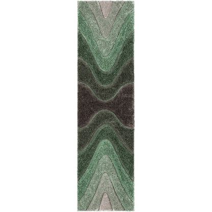 Luz Modern Geometric Green 3D Textured Thick & Soft Shag Rug