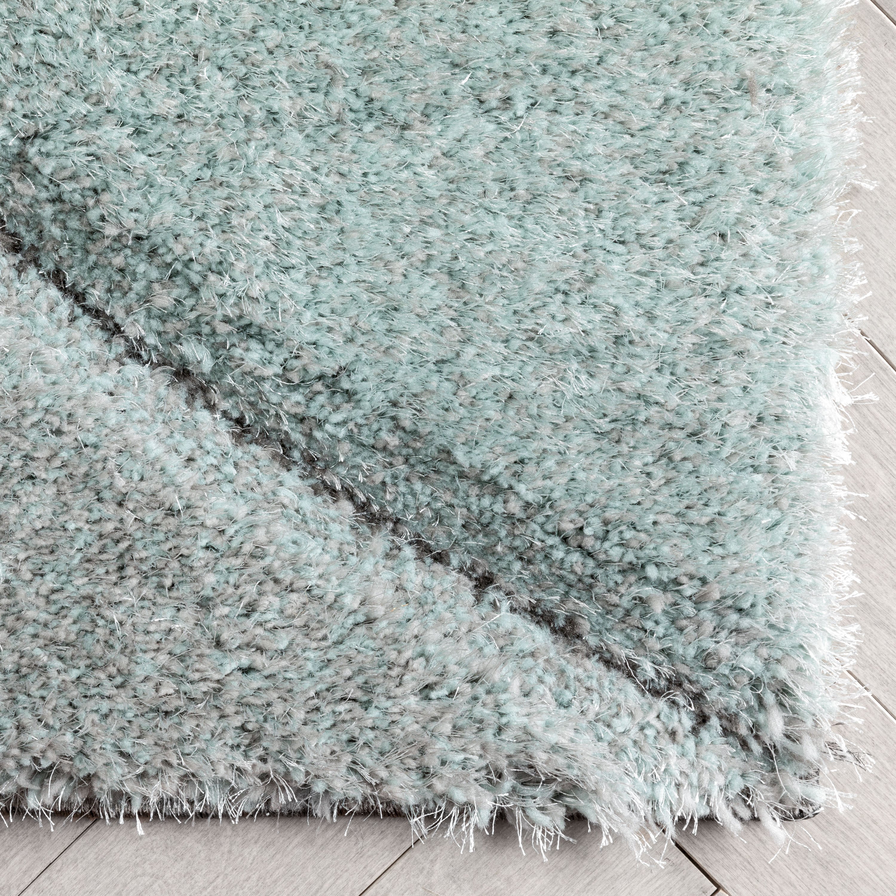 Luz Modern Geometric Light Blue 3D Textured Thick & Soft Shag Rug