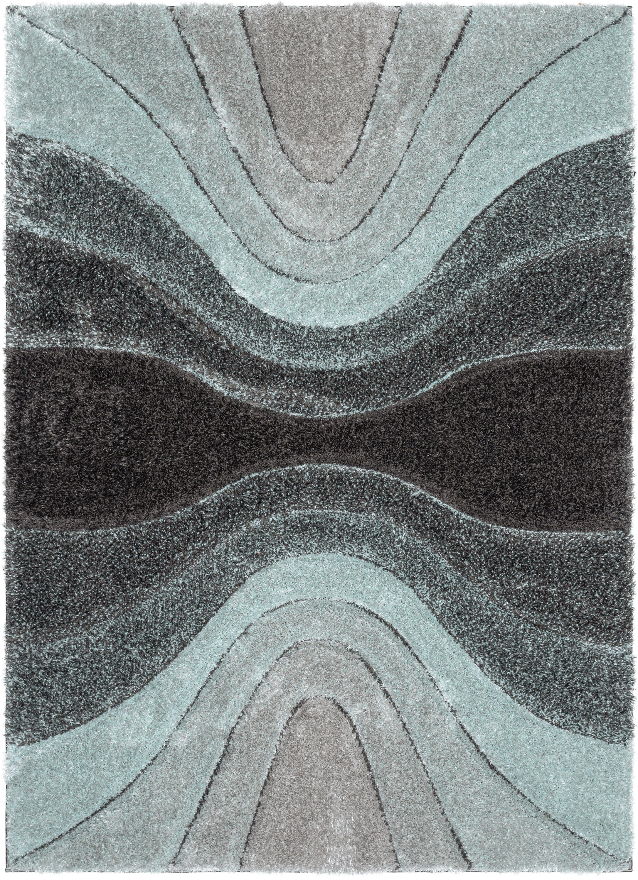 Luz Modern Geometric Light Blue 3D Textured Thick & Soft Shag Rug