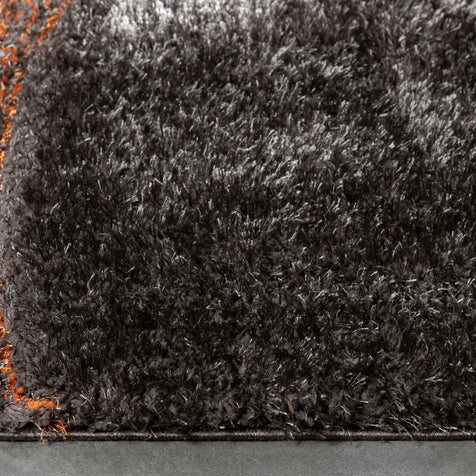 Luz Modern Geometric Grey Orange 3D Textured Thick & Soft Shag Rug