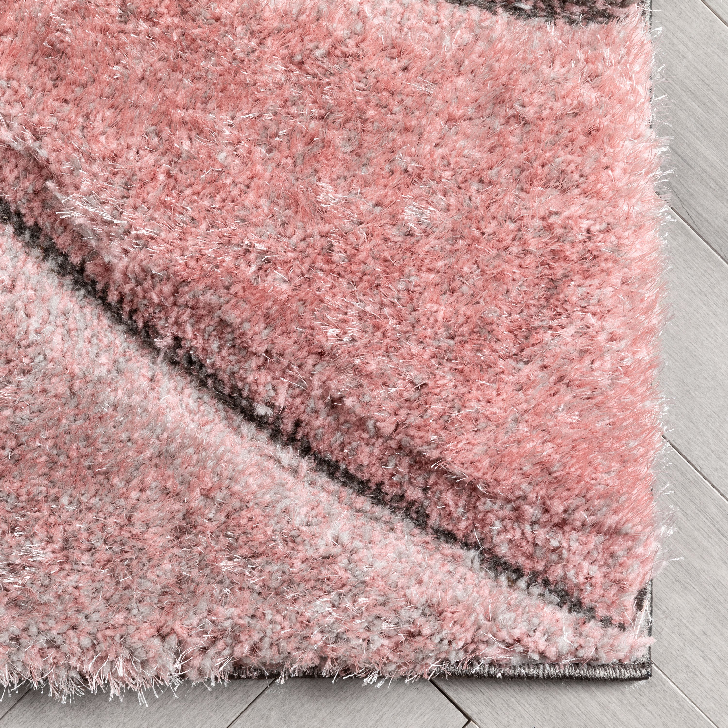 Luz Modern Geometric Blush 3D Textured Thick & Soft Shag Rug