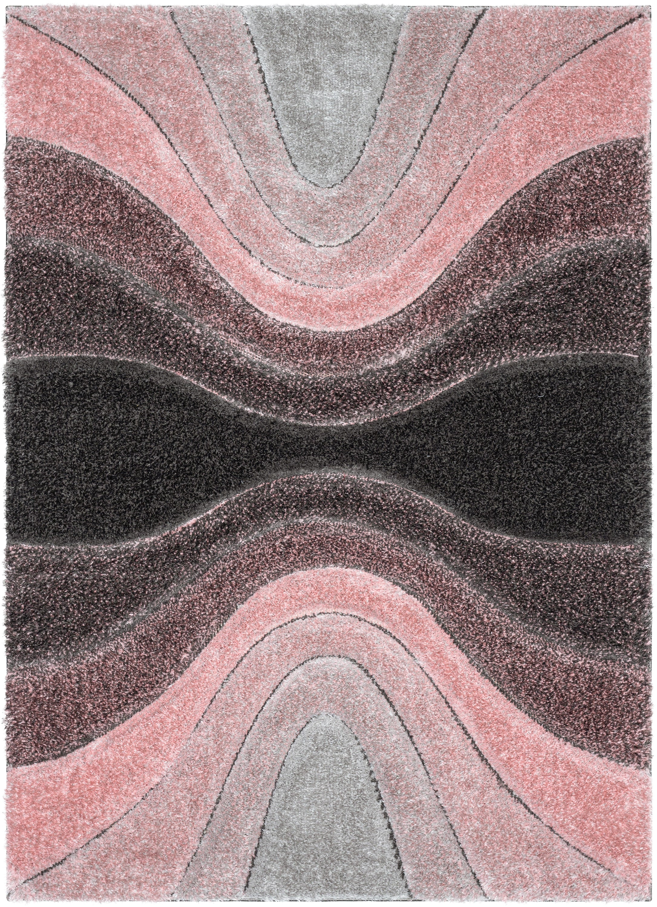 Luz Modern Geometric Blush 3D Textured Thick & Soft Shag Rug