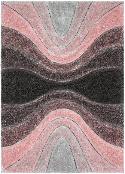 Luz Modern Geometric Blush 3D Textured Thick & Soft Shag Rug