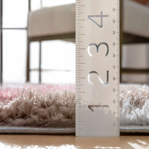 Malibu Modern Ogee Pattern Geometric Shag Brown Blush 3D Textured Thick & Soft Shag Rug
