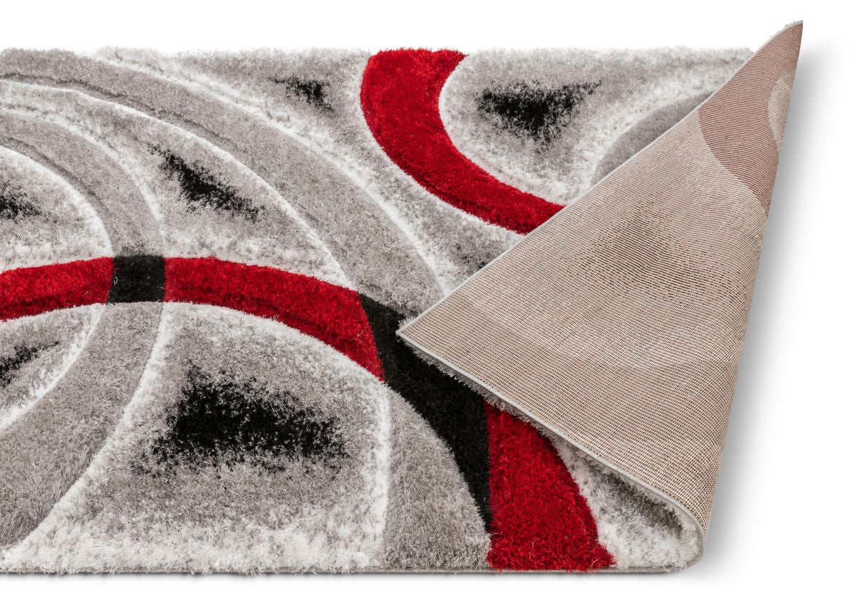 Oahu Red Modern Geometric 3D Textured Shag 5'3" x 7'3" Rug