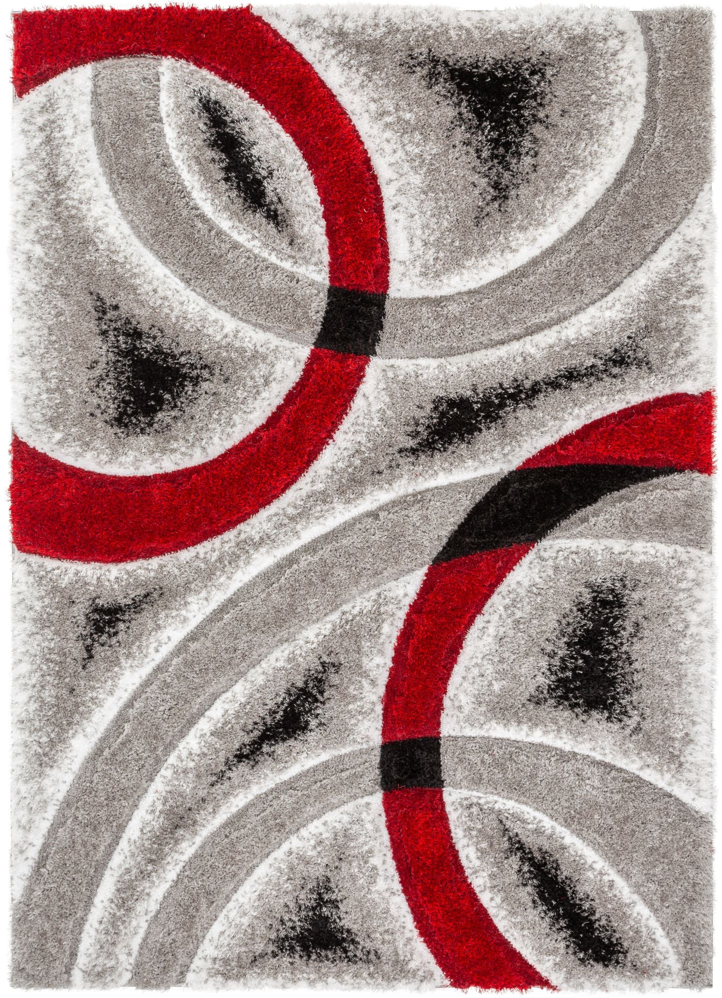 Oahu Red Modern Geometric 3D Textured Shag 5'3" x 7'3" Rug