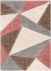 Venice Modern Geometric Triangle Pattern Shag Grey Blush 3D Textured Thick & Soft Shag Rug