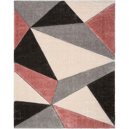 Venice Blush Modern Geometric 3D Textured Shag Rug