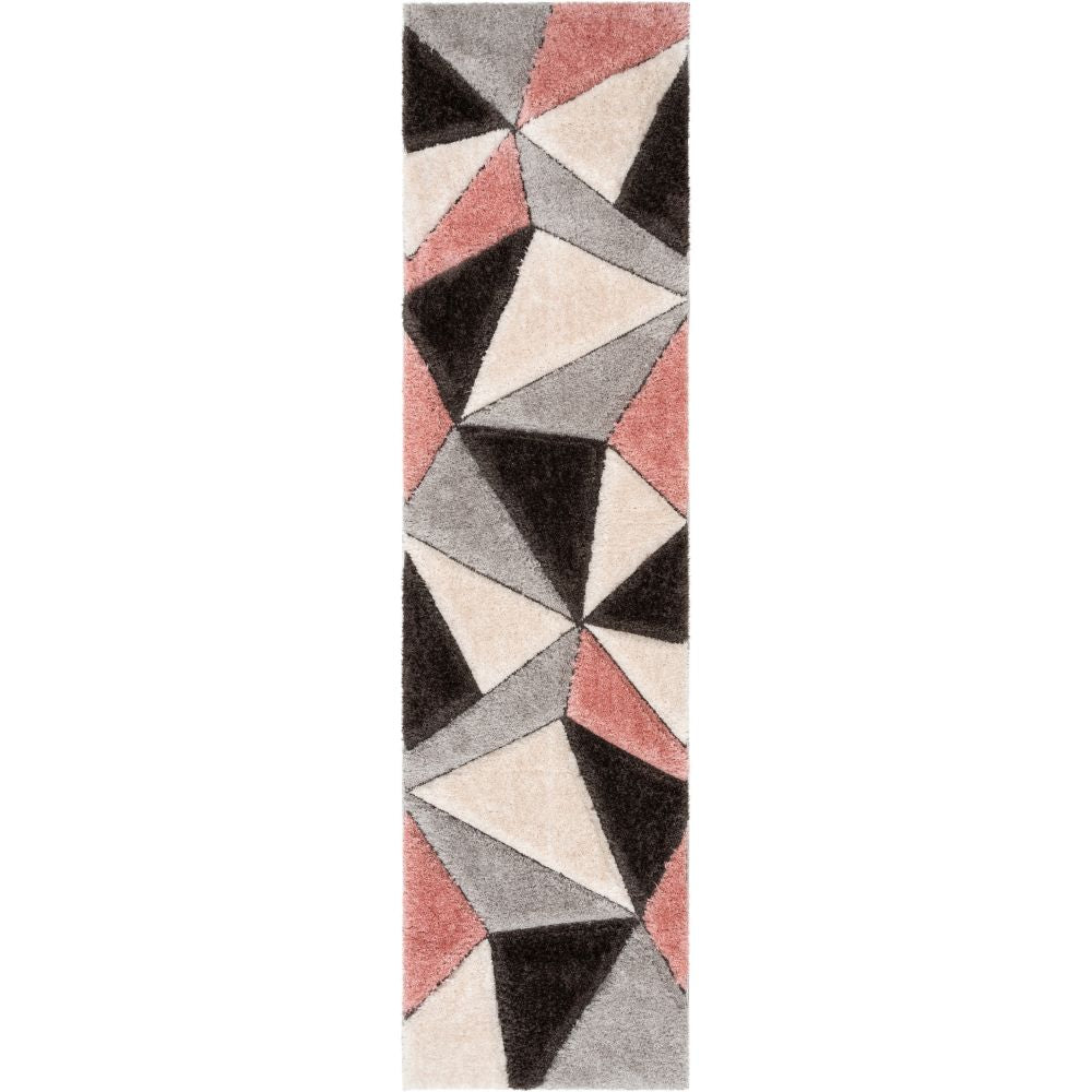 Venice Blush Modern Geometric 3D Textured Shag Rug