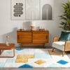 Teahupo Blue Modern Geometric 3D Textured Shag Rug