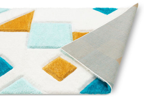 Teahupo Blue Modern Geometric 3D Textured Shag Rug