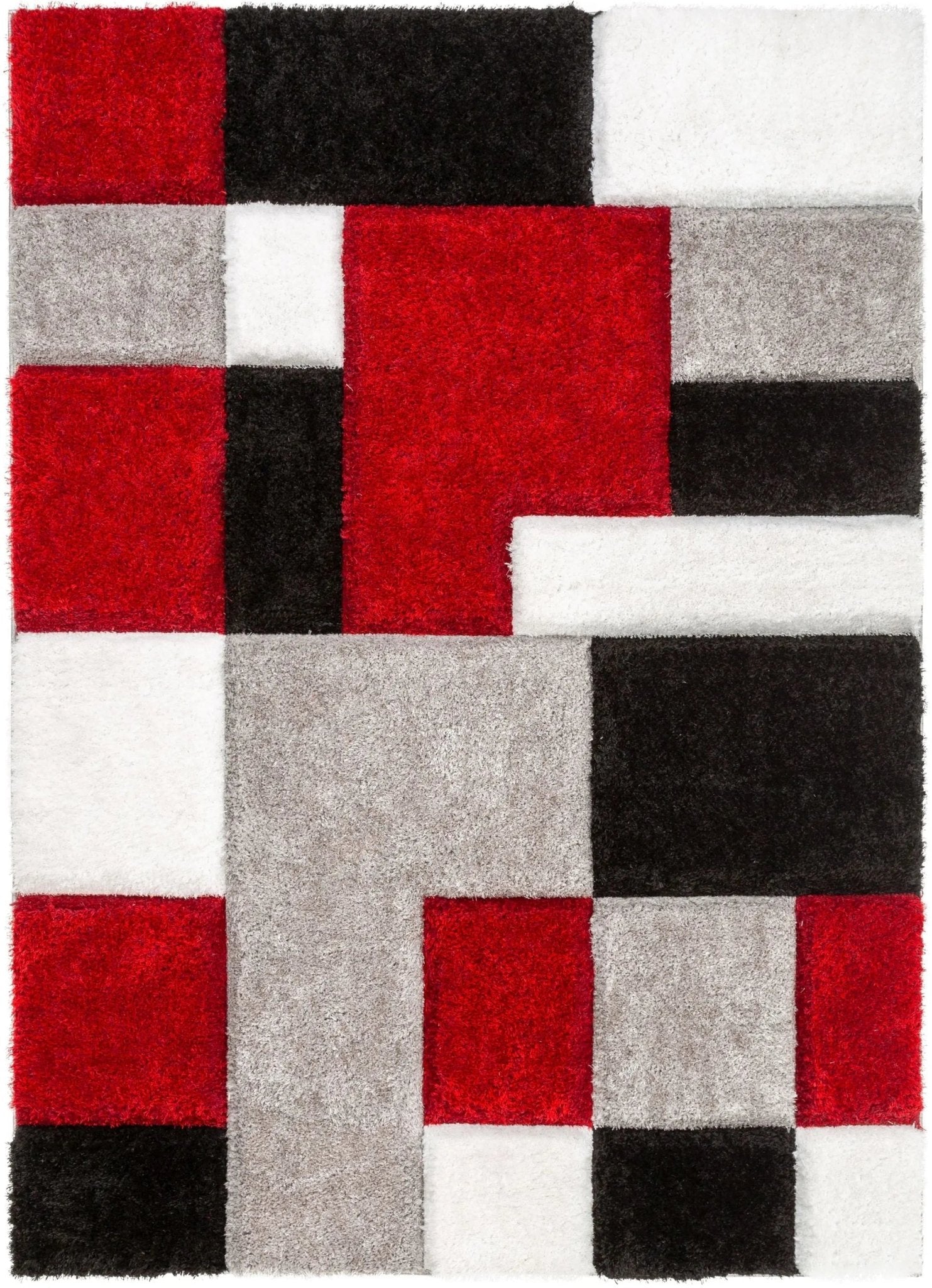Escondido Red Modern Geometric 3D Textured Shag Rug Well Woven