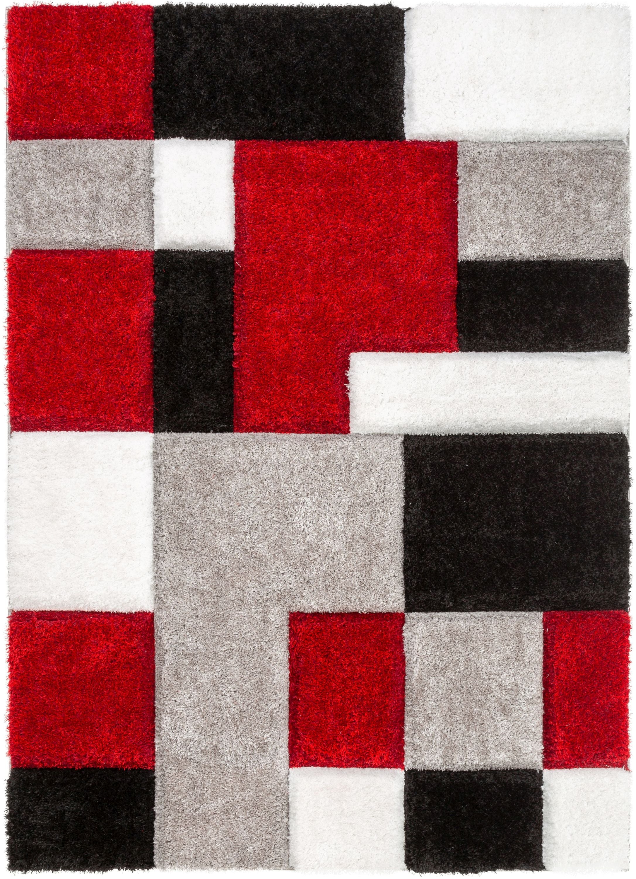 Escondido Red Modern Geometric 3D Textured Shag Rug