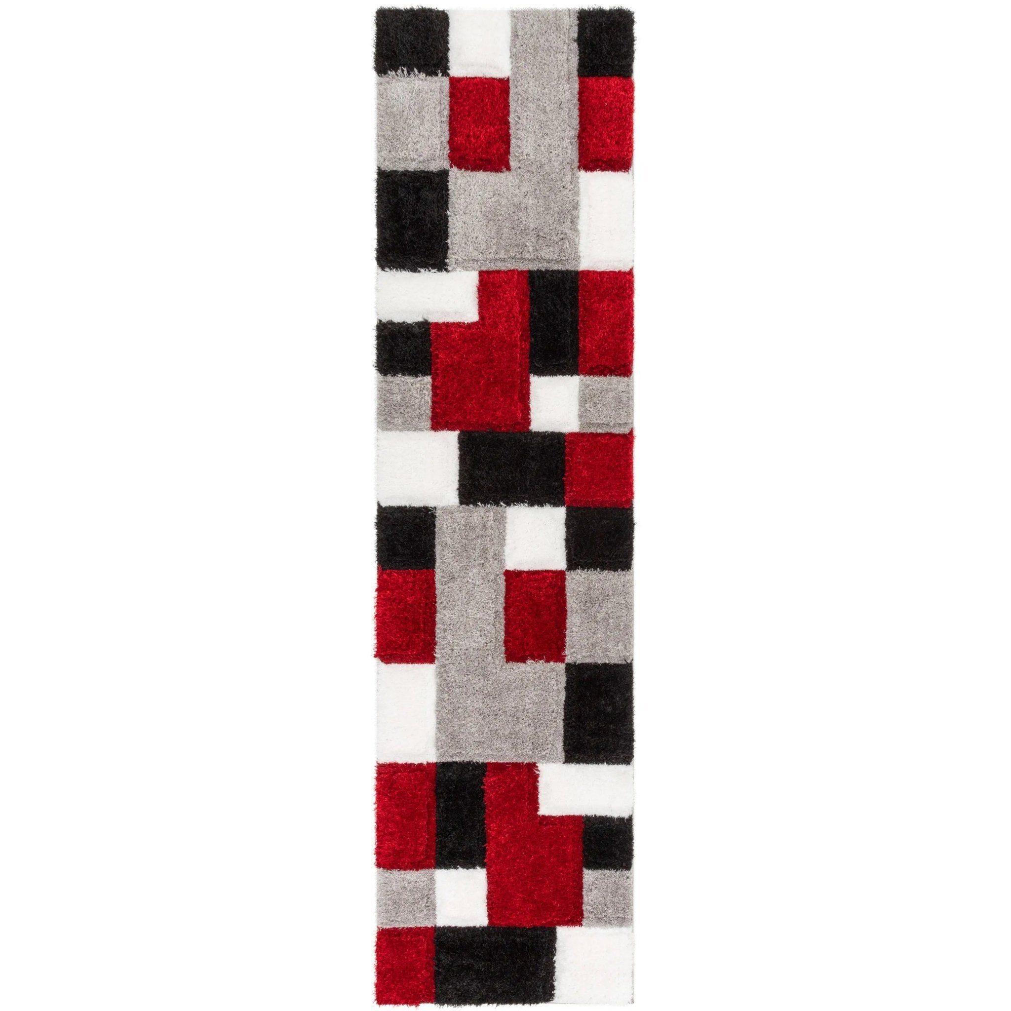 Escondido Red Modern Geometric 3D Textured Shag Rug Well Woven