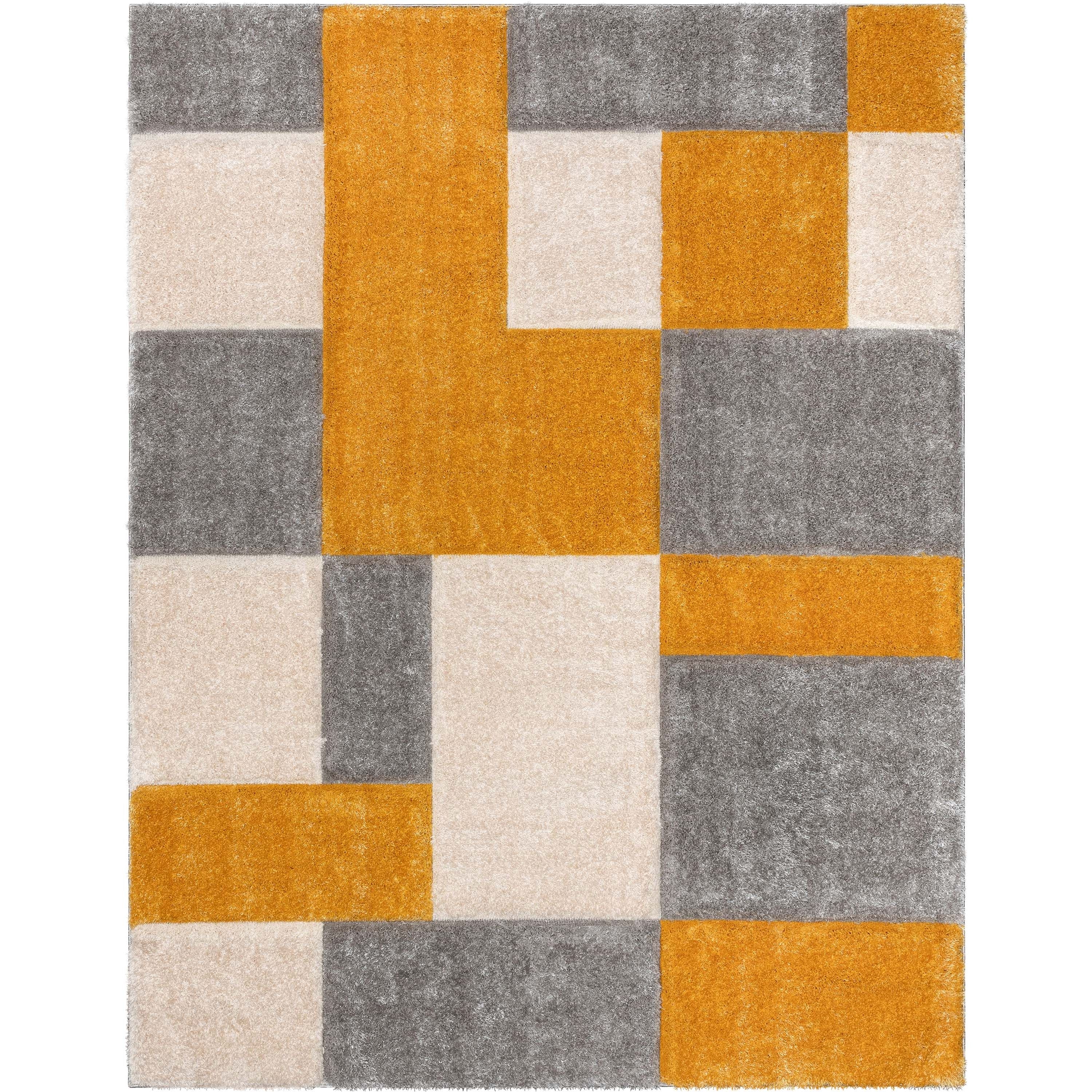 Escondido Yellow Modern Geometric 3D Textured Shag Rug By Chill Rugs