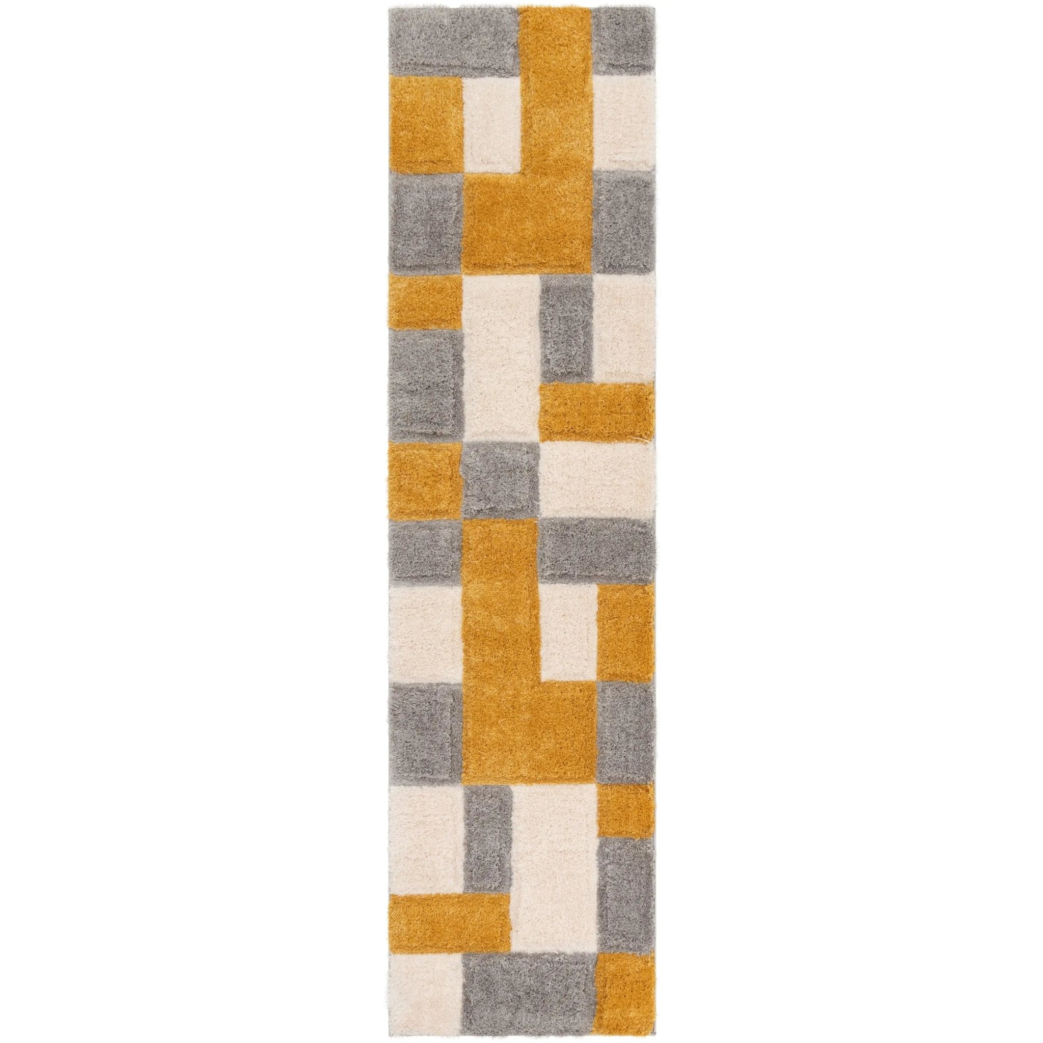 Escondido Yellow Modern Geometric 3D Textured Shag Rug By Chill Rugs Well Woven
