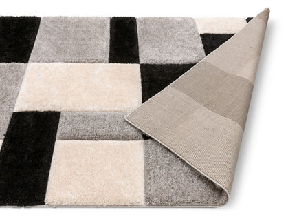 Escondido Black Modern Geometric 3D Textured Shag Rug