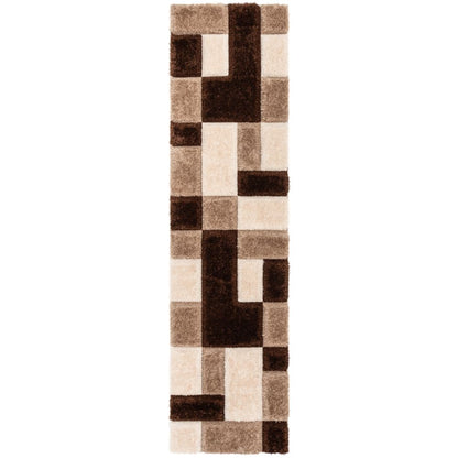 Escondido Brown Modern Geometric 3D Textured Shag Rug