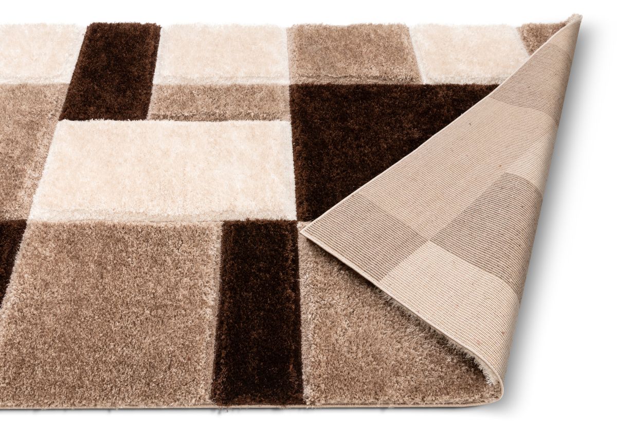 Escondido Brown Modern Geometric 3D Textured Shag Rug