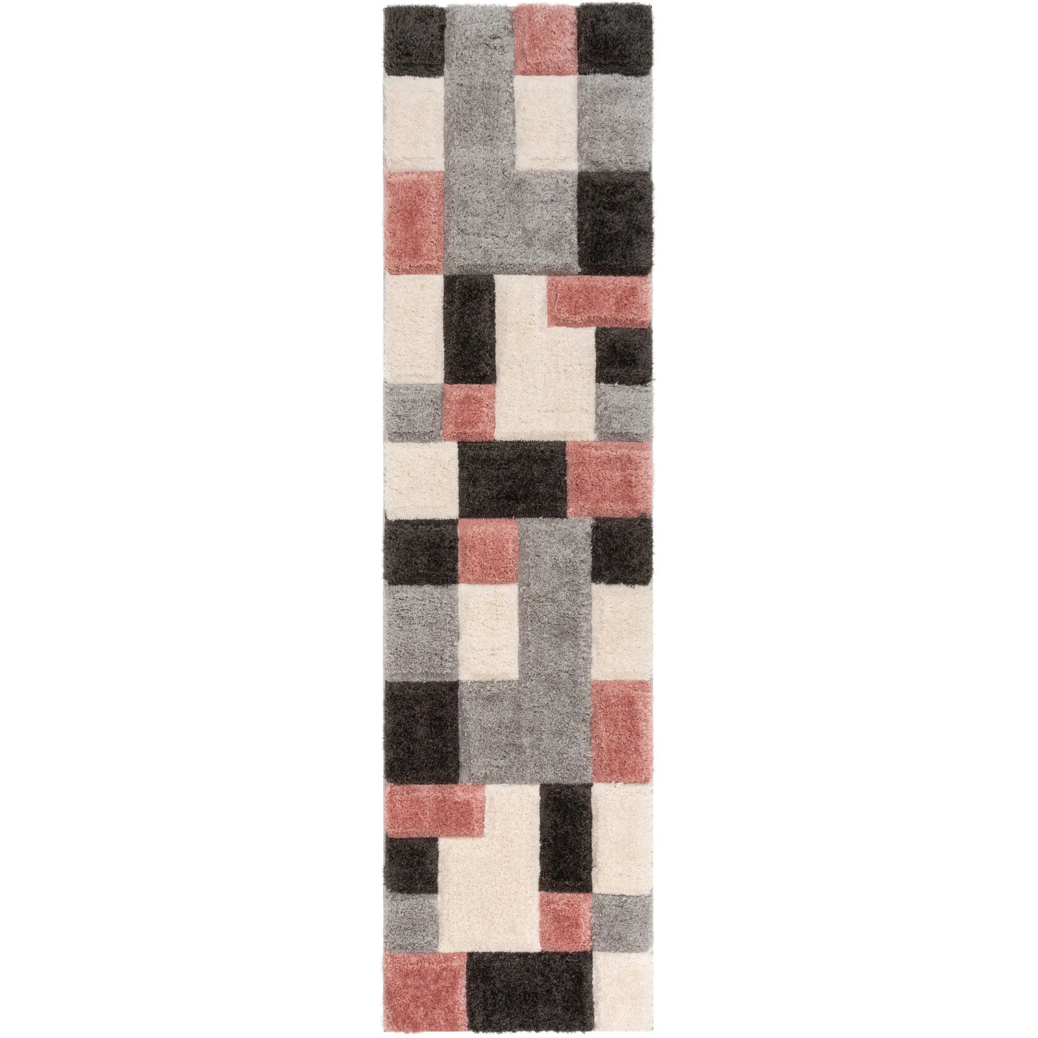Escondido Blush Modern Geometric 3D Textured Shag Rug Well Woven