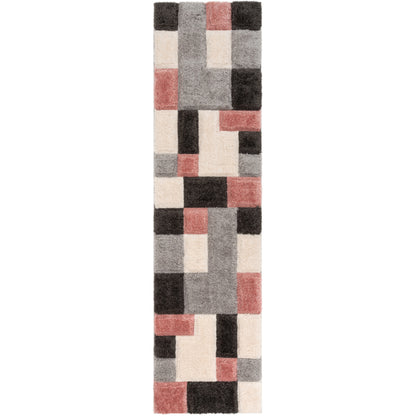 Escondido Blush Modern Geometric 3D Textured Shag Rug