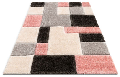 Escondido Blush Modern Geometric 3D Textured Shag Rug