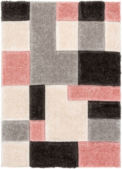 Escondido Blush Modern Geometric 3D Textured Shag Rug