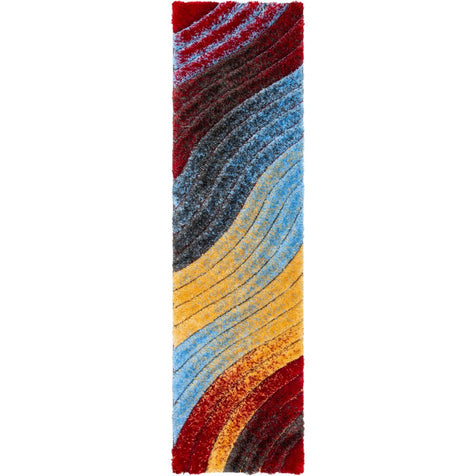 Mojave Red Multi-Color Rainbow Modern 3D Textured Shag Rug