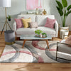 Bevel Modern Geometric Arcs & Shapes Shag Blush Grey 3D Textured Thick & Soft Shag Rug